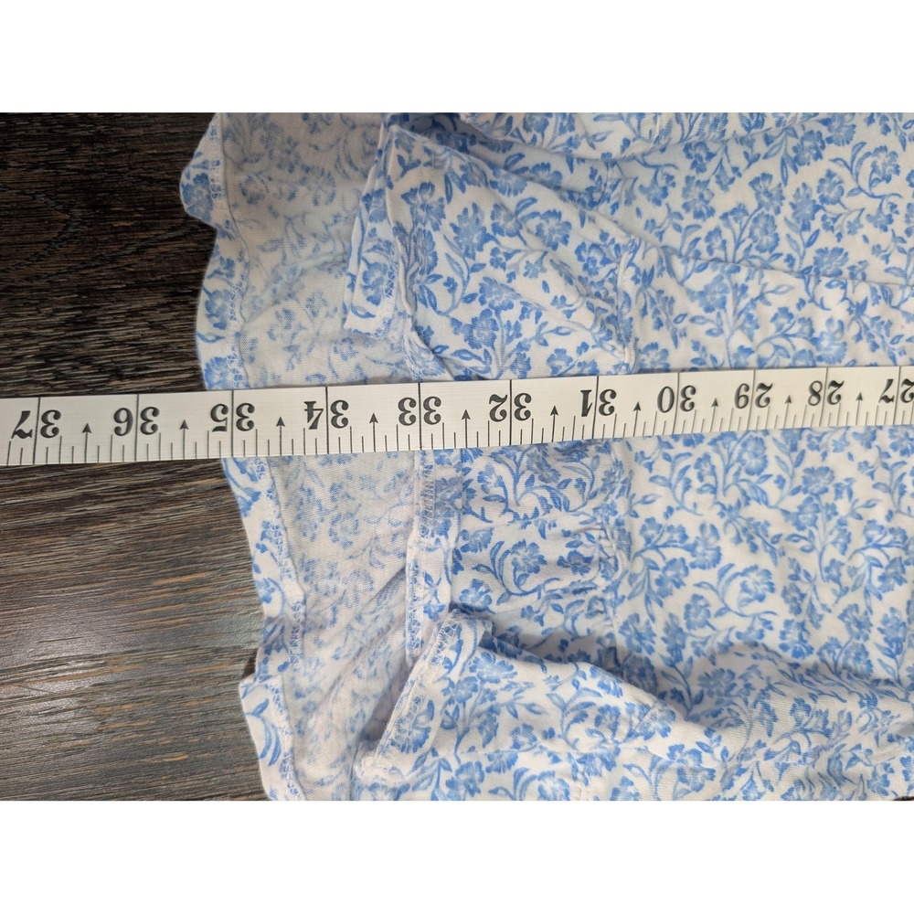 Eileen West Gown Womens M Blue Floral Chemise Button Ruffle Scoop Neck - Picture 7 of 7